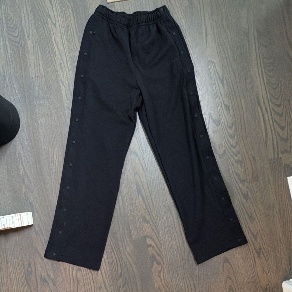 NIKE SKIMS Matte Tearaway Track Pants Black Snap Button Wide Leg Women Size S NW